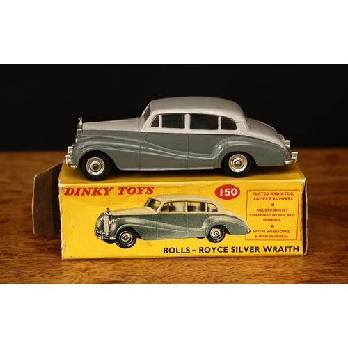 3065 - Dinky Toys 150 Rolls-Royce Silver Wraith with windows, two tone grey body, chrome spun hubs, boxed -... 