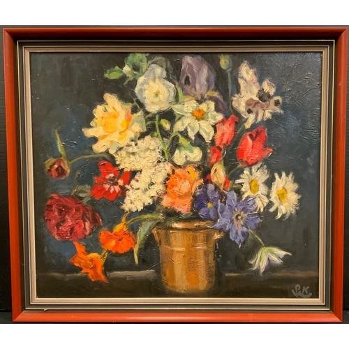 76 - Paivio Westerlund Knighton (active 1968 - 1986), A Summer Bouquet, signed, oil on board, 49.5cm x 57... 