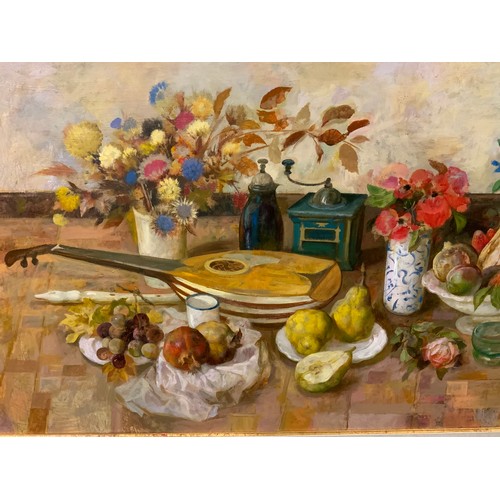 77 - Goyo Dominguez (Bn.1960)
Bodegon
signed, label to verso, 75cm x 150cm