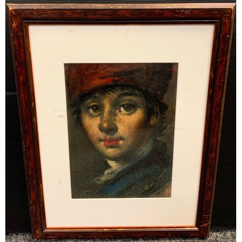 91 - Thomas O'Donnell (Irish school), Portrait of a boy, signed, oil on board, 27cm x 19cm.