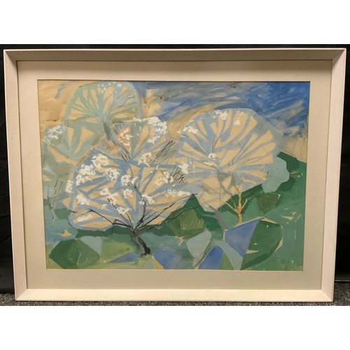 140 - Ralph Shirley (contemporary)
Abstract,  Blue Flowers
signed, dated '66, watercolour, 42.5cm x 58cm