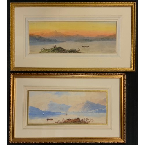 156 - Edwin Earp, Highland Dusk, signed with monogram, watercolour, 16cm x 43.5cm; another by the same art... 