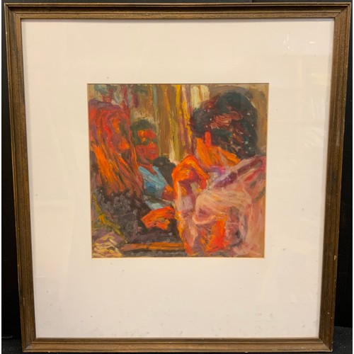 169 - Jill Kay-Hull, 'The Women', oil on board, signed and dated verso, 29cm x 29cm.