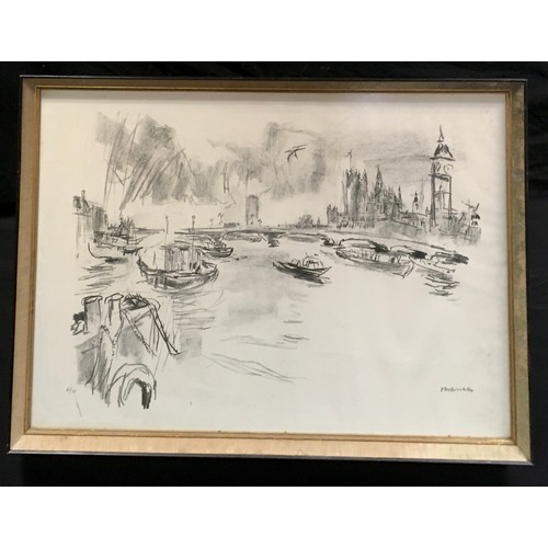 226 - Oscar Kokoschka (Austrian 1886-1980) Port of London, signed and numbered lithograph, 61/75, 63cm x 8... 