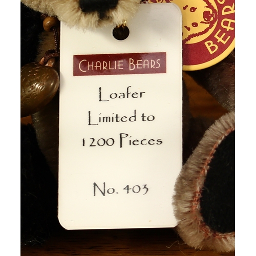 3224 - Charlie Bears CBK635298A Loafer teddy bear mini mohair keyring, designed by Isabelle Lee, 13cm high ... 