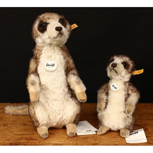 3245 - Steiff (Germany) EAN 071249 Mungo the Meerkat, trademark Steiff button to ear with yellow and red ta... 