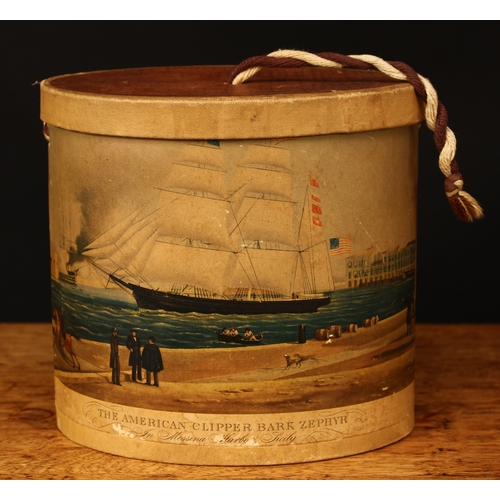 3290 - Americana, Maritime Interest - an Edwardian oval shaped cardboard child's hat box, printed with a sc... 