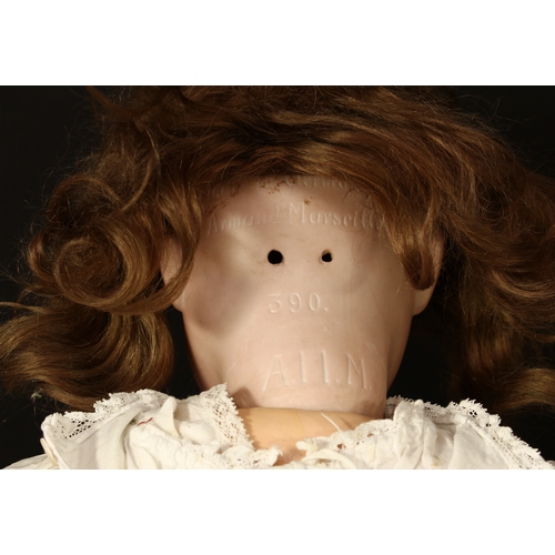 3299 - An Armand & Marseille (Germany) bisque head and ball jointed composition bodied doll, weighted sleep... 