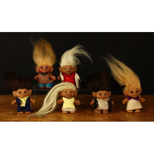 3308 - Retro Toys - a collection of 1960's Thomas Dam Troll dolls, various hair colours and outfits, each a... 