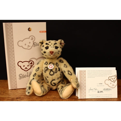 3261 - Steiff (Germany) EAN 420696 Leopard teddy bear, trademark Steiff button to ear with red and white ta... 