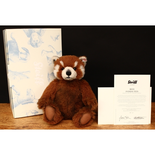 3265 - Steiff (Germany) EAN 663253 Red Panda teddy bear, trademark Steiff button to ear with red and white ... 