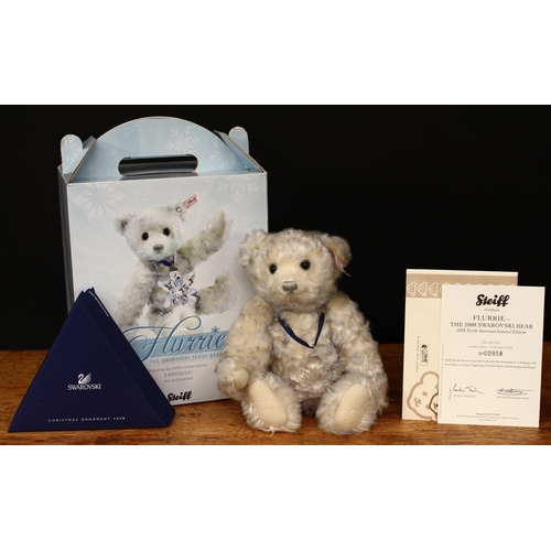 3266 - Steiff (Germany) EAN 681295 Flurrie the 2008 Swarovski teddy bear, trademark Steiff button to ear wi... 