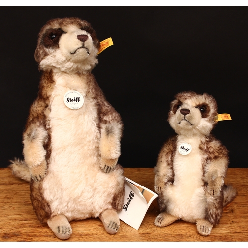 3269 - Steiff (Germany) EAN 071249 Mungo the Meerkat, trademark Steiff button to ear with yellow and red ta... 