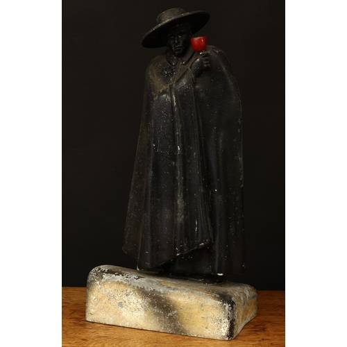 3337 - Advertising - a mid-20th century Sandeman Port/Sherry painted spelter back of bar promotional figure... 