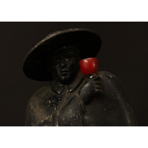 3337 - Advertising - a mid-20th century Sandeman Port/Sherry painted spelter back of bar promotional figure... 