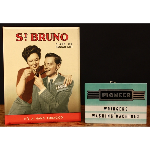 3338 - Advertising - a mid-20th century St Bruno rectangular shaped pictorial printed tin point of sale adv... 