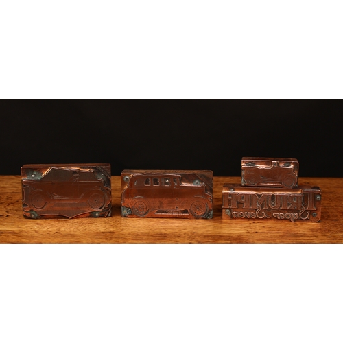 3340 - Advertising, Automobilia Interest - four rectangular shaped Triumph motor car copper printing blocks... 