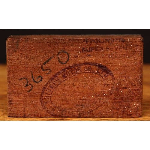 3340 - Advertising, Automobilia Interest - four rectangular shaped Triumph motor car copper printing blocks... 