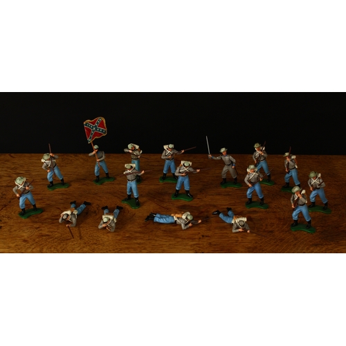 3353 - W Britain (Britains) Confederate American War series figures on foot, various poses including flag b... 