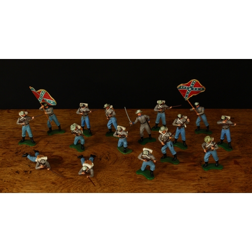 3354 - W Britain (Britains) Confederate American War series figures on foot, various poses including two fl... 