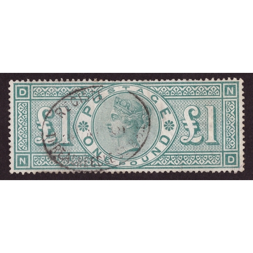 3399 - Stamps - QV 1891 £1 green SG:212 fine/used Lettere DN cat £800