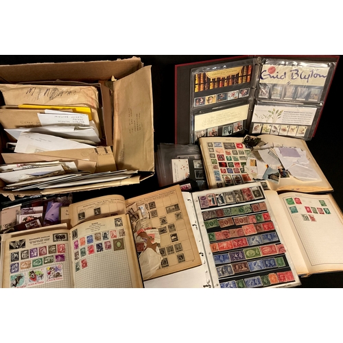 3405 - Stamps - box of material, five all world albums and two GB presentation pack albums and loose, fv ap... 