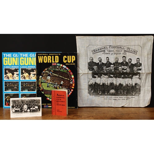 3413 - Sport, Football - an Arsenal Football Club 1930-31 'Holders of English Cup' pictorial cotton souveni... 