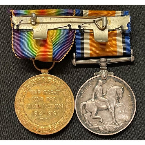 2016 - WW1 British War and Victory Medal to JE Greig, British Red Cross & St John Ambulance. Mounted on a b... 