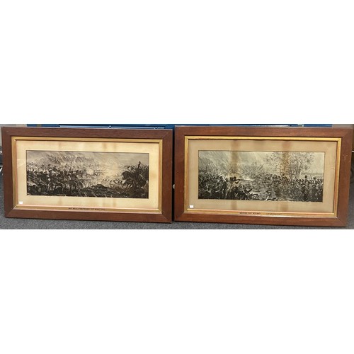 2063 - Pair of Victorian black and white prints both in matching frames: one depicting the 34th Regt at Fon... 