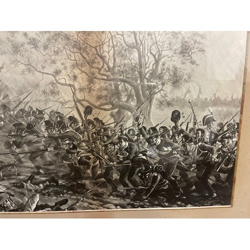 2063 - Pair of Victorian black and white prints both in matching frames: one depicting the 34th Regt at Fon... 