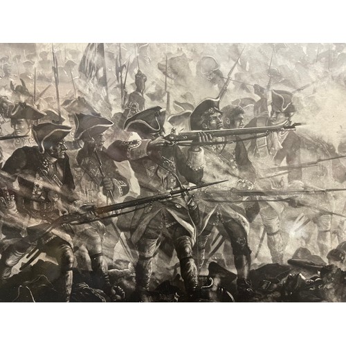 2063 - Pair of Victorian black and white prints both in matching frames: one depicting the 34th Regt at Fon... 