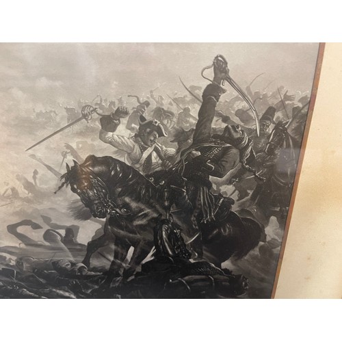 2063 - Pair of Victorian black and white prints both in matching frames: one depicting the 34th Regt at Fon... 