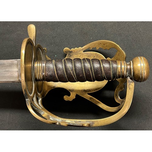 2064 - Reproduction British Cavalry Officers Sword with double fullered single edged blade 960mm in length,... 