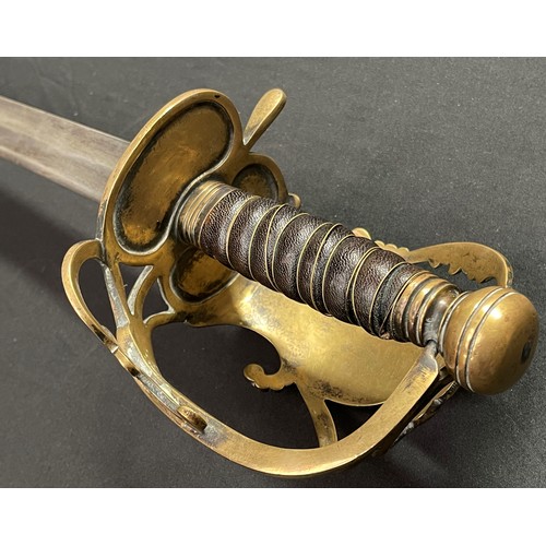 2064 - Reproduction British Cavalry Officers Sword with double fullered single edged blade 960mm in length,... 