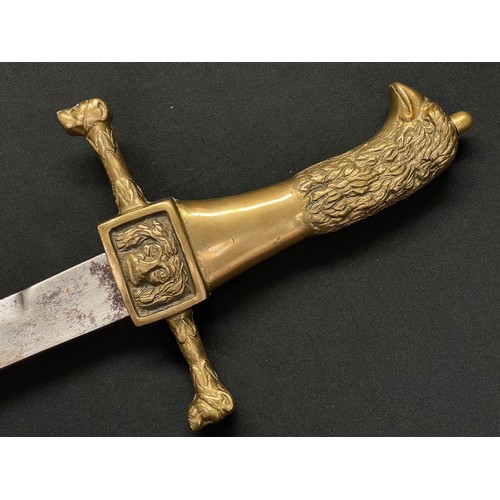 2065 - Reproduction Officers Sword with fullered single edged blade 800mm in length, no makers marks. Brass... 