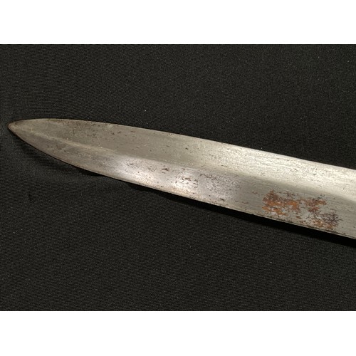 2065 - Reproduction Officers Sword with fullered single edged blade 800mm in length, no makers marks. Brass... 