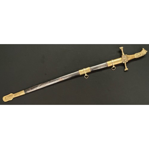 2065 - Reproduction Officers Sword with fullered single edged blade 800mm in length, no makers marks. Brass... 