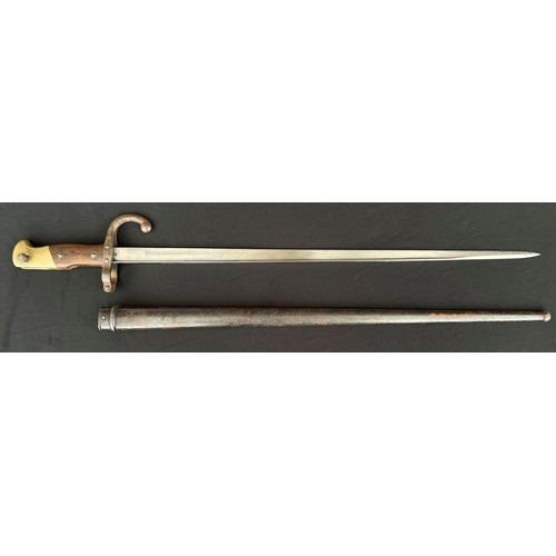 2068 - French Gras Bayonet with single edged blade 516mm in length. Maker marked and dated to spine of blad... 