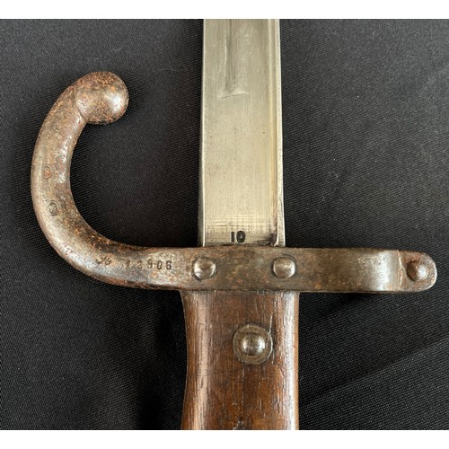 2068 - French Gras Bayonet with single edged blade 516mm in length. Maker marked and dated to spine of blad... 