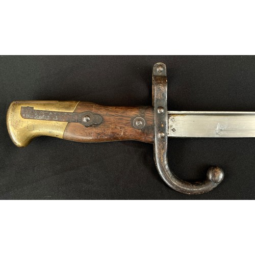 2069 - French Gras Bayonet with single edged blade 520mm in length. Maker marked St. Etienne and dated to s... 