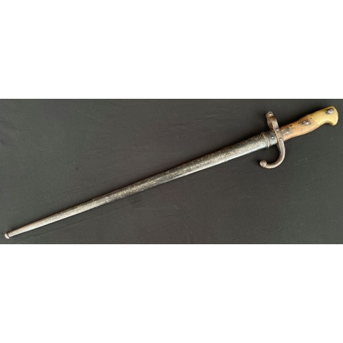 2069 - French Gras Bayonet with single edged blade 520mm in length. Maker marked St. Etienne and dated to s... 