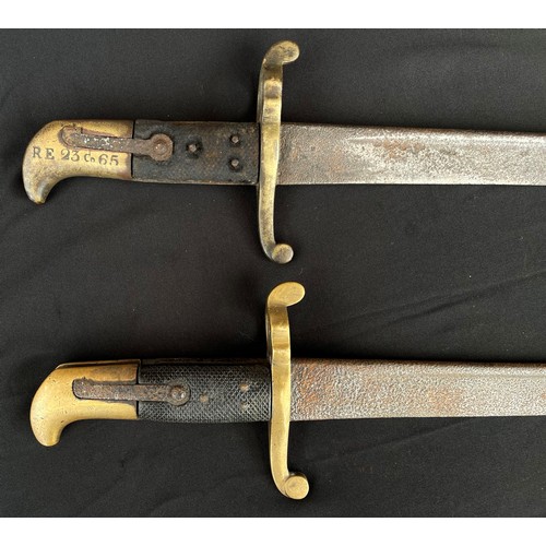 2070 - Pair of British 1855 Pattern Lancaster 'Sappers and Miners' Sword Bayonets. Both without scabbards. ... 