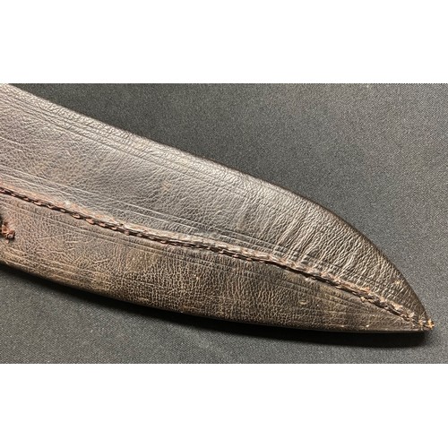 2075 - Nepalese Gurkha Kukri Knife with single edged blade 320mm in length. No makers markings. Brass and c... 