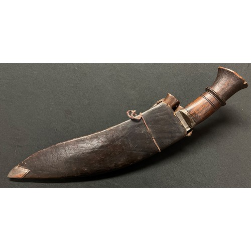 2076 - Nepalese Gurkha Kukri Knife with single edged blade 310mm in length. Marked 