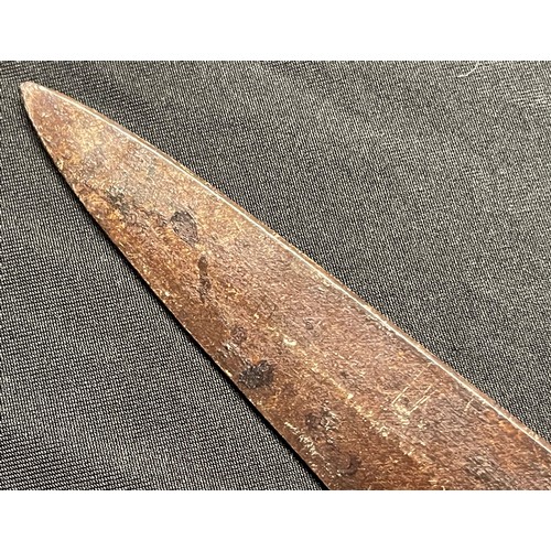 2079 - Zulu Iklwa Spear. Long bladed assegai/iklwa short stabbing spear.  Blade length 375mm. Bound to the ... 