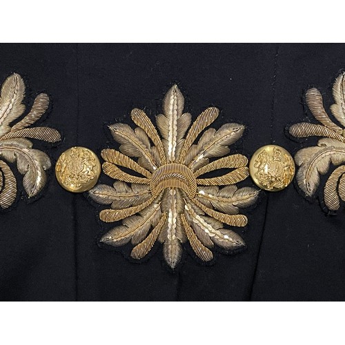 2085 - British Court Dress Jacket with two part construction Kings Crown Buttons. Heavy hand embroidered wi... 