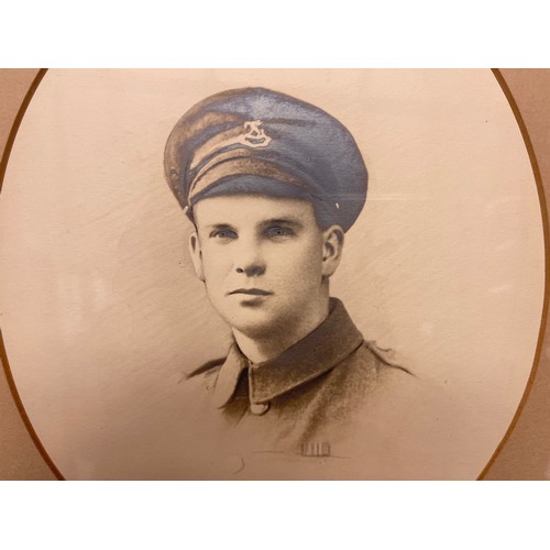 2088 - WW1 British framed photo of a member of the Liverpool Regt, overall size in frame 38cm x 31 cm: Pair... 