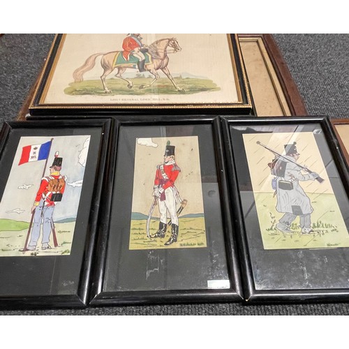 2093 - WW1 British Framed Photos and unframed prints to include: No 4 Section, B Coy. 6th Hampshire Regt, A... 