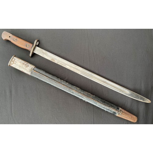 2099 - WW1 British 1907 Pattern Bayonet with fullered single edged blade 424mm in length. Marked 1907 along... 