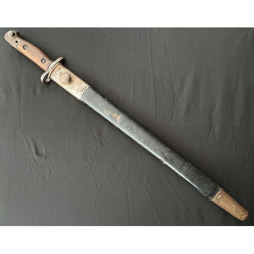 2099 - WW1 British 1907 Pattern Bayonet with fullered single edged blade 424mm in length. Marked 1907 along... 